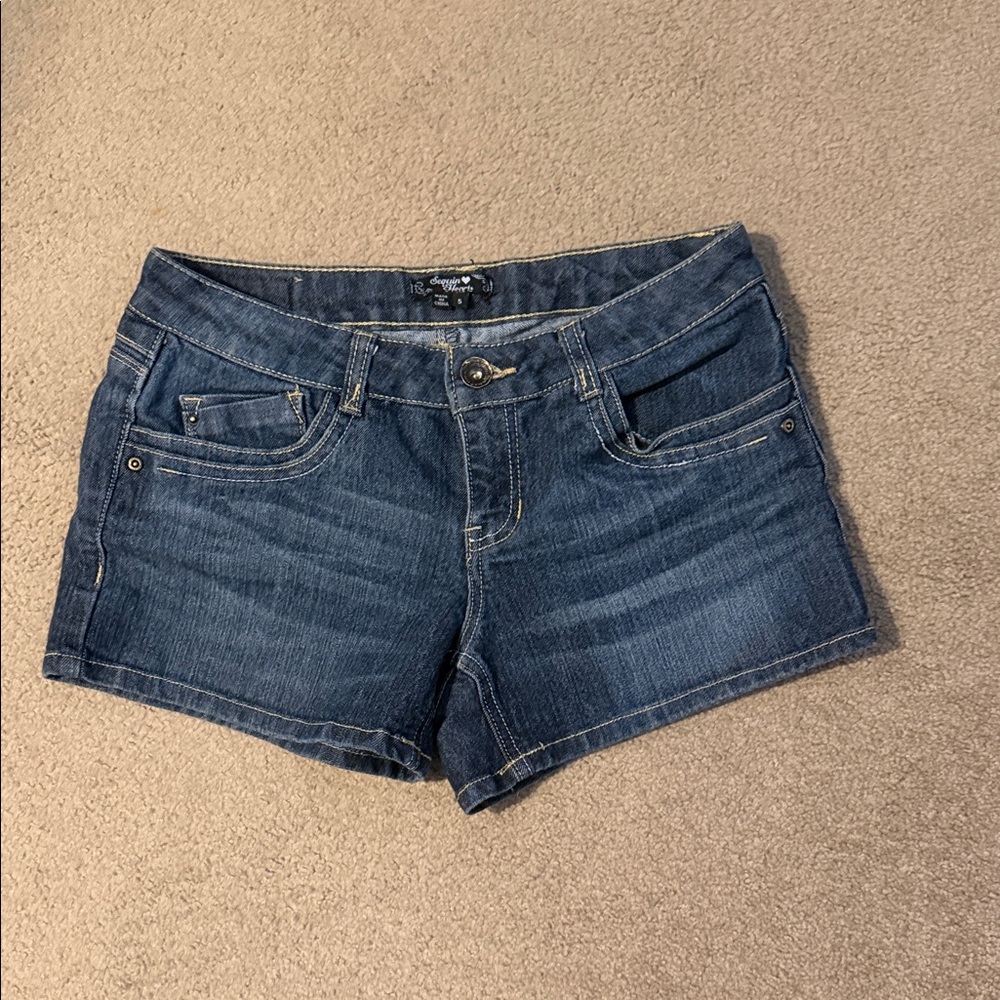Sequin Hearts Women's Dark Blue Denim Shorts